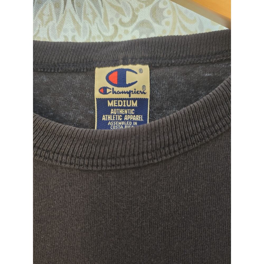 Vintage 90s Champion Logo Navy T-Shirt Medium Sportswear Streetwear thick heavy - Picture 2 of 11